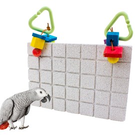 OOXYG Large Bird Toys, Parrot Beak Grinding Calcium Stone, Parakeet Chewing Toys, Bird Cage Accessories, Hanging Cage Toys for African Grey, Parakeet, Cockatiel, Macaw