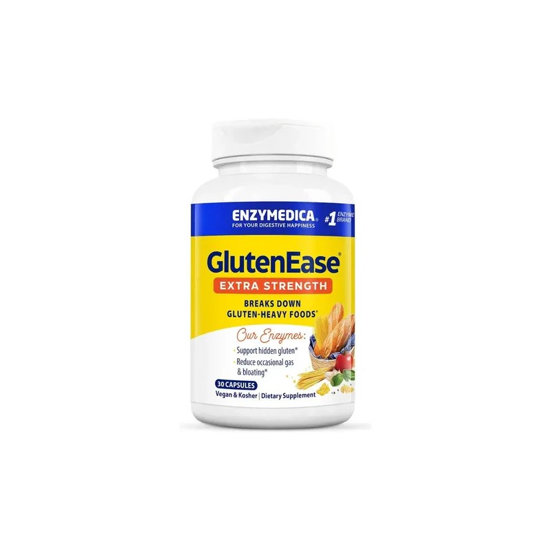 Enzima Glutenease Extra Strength, Enzymedica,30 Cápsulas Sabor Sin Sabor