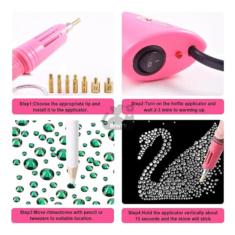 Kit De Aplicador Hotfix Pedreria Para Uñas Ropa Bisuteria