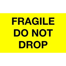 Aviditi Tape Logic 3" x 5","Fragile Do Not Drop" Fluorescent Yellow Warning Sticker, for Shipping, Handling, Packing, and Moving (1 Roll of 500 Labels)