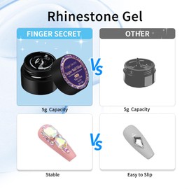 Finger Secret Nail Rhinestone Glue Set: Durable Nail Gem Adhesive, for Securing Nail Gems, Rhinestones & 3D Nail Charms, Long-Lasting Rhinestone Glue for Nails