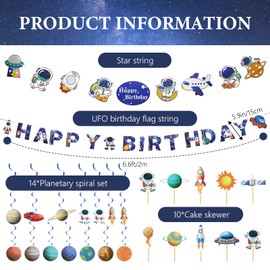 Outer Space Themed Party Birthday Decorations, 26pcs Astrobot Kids Party Decorations, Suitable For Birthday Parties, Classroom Decoration (Including Two Banners)