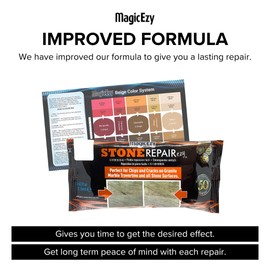 MagicEzy Stone Repair Ezy: (Black) Marble, Granite, Quartz Countertop Chip Repair Kit | Stone Fix, Laminate, Corian, Travertine| Super Strong Seam Filler