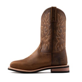 Golden Retriever Men's 11-inch Western Embroidery Print Boot, Square Toe Work Boot, Goodyear Welt, Western Cowboy Boots G8828-M-9.5