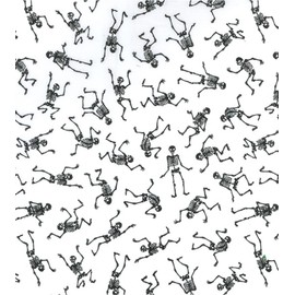Printed Polycotton Craft Fabric Material - Skeletons ON White, 1Mtr 110cmx100cm