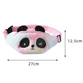 Women Girls Kids Fluffy Fuzzy Panda Bear Fanny Pack Tie Dye Rainbow Waist Pack Crossbody Purse Chest Bum Belt Bag