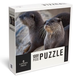 Lantern Press 1000 Piece Jigsaw Puzzle, River Otters on Log