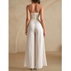 winkbay Women's Strapless Pleated Jumpsuits High Waisted Wide Leg Elegant
