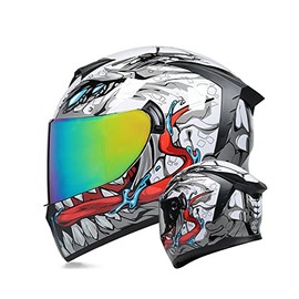 MotuoMr Unisex-Adult Full Face Motorcycle Helmet DOT Approved Motorbike Moped Street Bike Racing Crash Helmet with Graphic (Color Mirror, Medium)