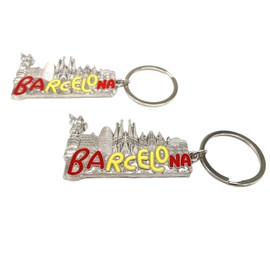 Leiormvses 2 Pcs Barcelona Keychain, Spain Souvenirs Soccer Letter Building Sports Key Chain Backpack Charms for Boys