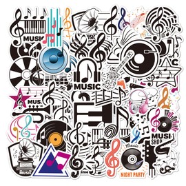 Music Stickers 50Pcs, Love Musical Note Symbol Decals for Guitar Laptop Water Bottle Phone Scrapbook Skateboard for Kids Adults Teens Music Lovers - Music