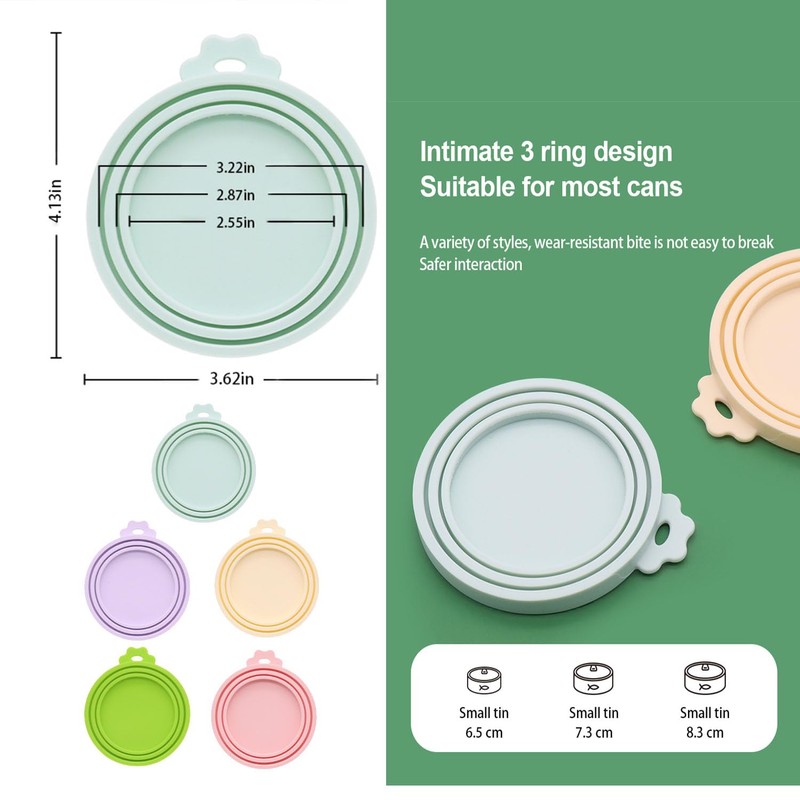 Novique 5 Pack Pet Covers/Dog Cat Lids/Universal BPA Free/Silicone Pet