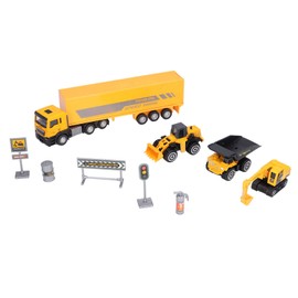 1:58 Alloy Engineering Vehicle Toys Set Container Truck Set Engineering Vehicle Set for Children GiftType A