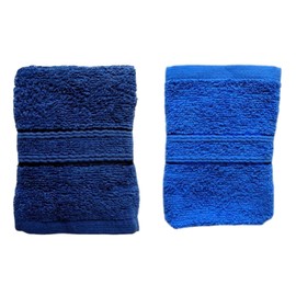 2 Pack Face Cloths Face Flannels 100% Egyptian Cotton Face Towel Colour Blue & Navy