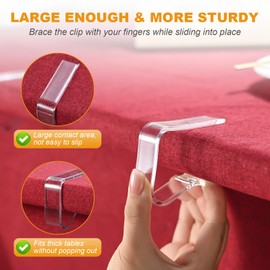 ELEBOX 16 Pcs Clear Table Cloth Holder Clips | Windproof Picnic Tablecloth Clips | Non Slip Tablecover Clamps for Party Camping Indoor Outdoor | Small | Thin Table