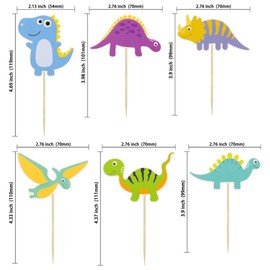 Gyufise 24Pcs DIY Baby Dinosaur Cupcake Toppers and 24Pcs Wrappers Dinosaur Cupake Toppers Decorations for Dino Theme Baby Shower Kids Birthday Party Supplies