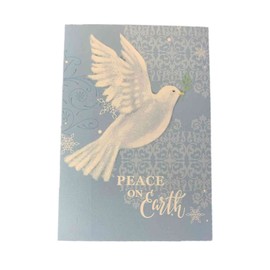 Religious Christmas Card 8 Pack, Dove with Fig Leaf, Peace on Earth (Love and Peace, 4.75 Inches x 6.75 Inches, White Envelopes)
