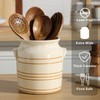 ATLZBLTCI Ceramic Farmhouse Kitchen Utensil Holder for Countertop, Rustic Cooking