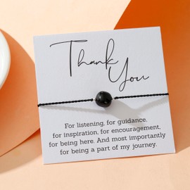 RareLove Thank You Gift Black Tourmaline Healing Bracelets for Women,Adjustable Healing Crystal Natural Stone Beaded Strand Bracelets Appeciation Inspirational Meaningful Gift Jewelry