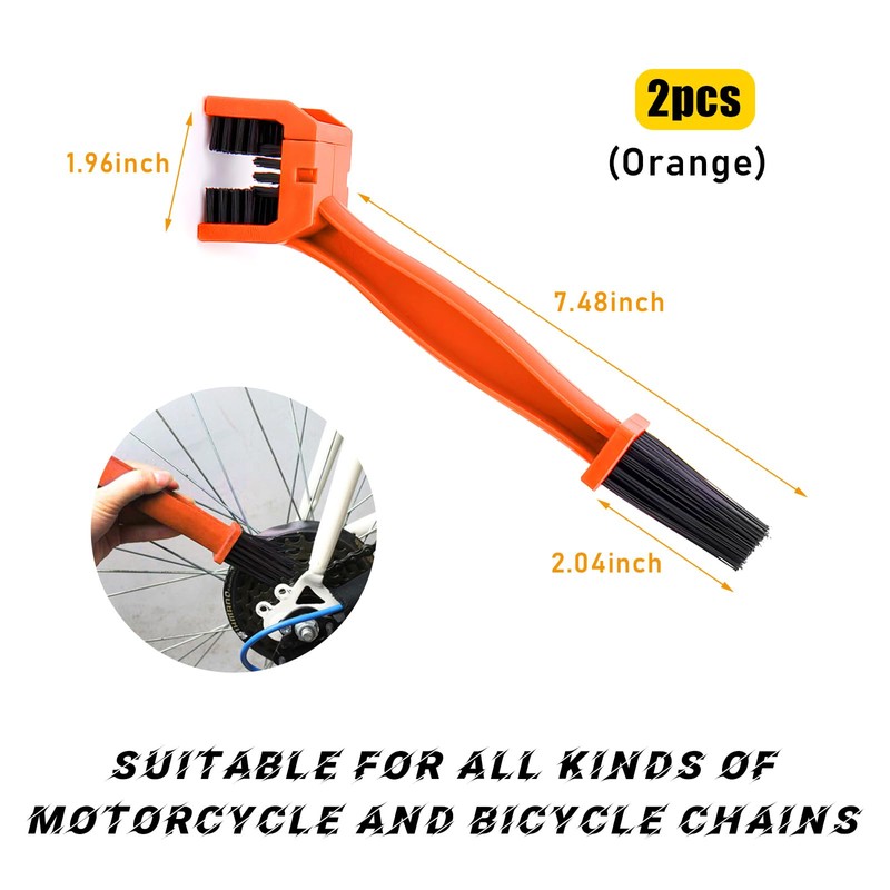 Dickno 2 PCS Motorcycle Chain Brush, Bicycle Chain Cleaning Brush