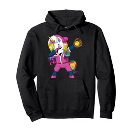 Dabbing Unicorn Softball Gift Girls Women Pullover Hoodie