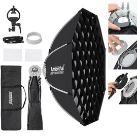 AMBITFUL 35" / 90cm Octagonal Softbox Quick Release with Bowens Mount & Speedlite Bracket for COB Lights, Flash for CB60/CB100, SL60/SL100, MS300/SK400, V1/V1PRO/V100, AD200PRO/II (35")
