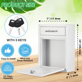Yaocom Locking Mailbox with Key for Outdoor 10 x 7 x 3 Inches Small Wall Mount Mail Box with Lock Security Mail Drop Metal Collection Boxes Hanging Secure Postbox(Creamy White)