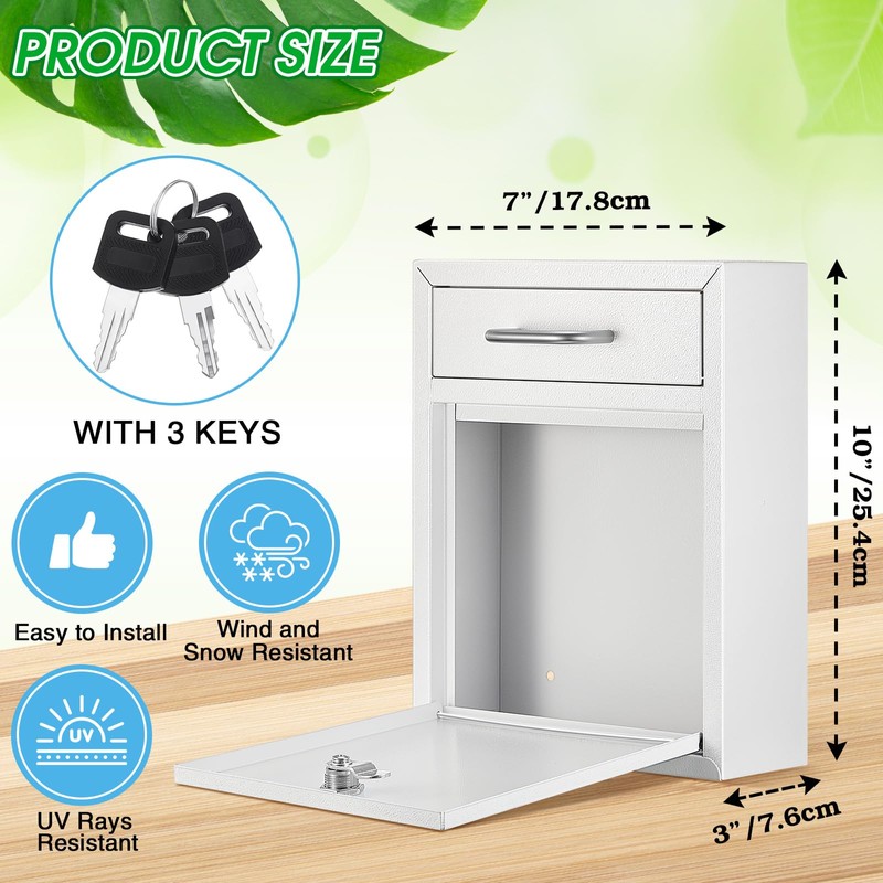 Yaocom Locking Mailbox with Key for Outdoor 10 x 7