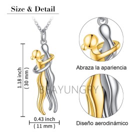 Beayungry Collar De Pareja Con Dije Colgante Abrazo Regalo Enamorados,hombre Mujer Día De San Valentín Regalo Dorado