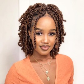 Passion Twist Hair 8 Inch 8 Packs, Pre Twisted Passion Twist Crochet Hair For Black Women, Pre Looped Passion Twist Curly Crochet Hair, Short Crochet Passion Twist Hair (8 Inch (Pack of 8), 30#)