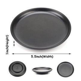 ASUNFO Round Jewelry Dish Trinket Decorative Serving Tray Organizer for Vanity Necklace Bracelet Wedding Party Decor Women Girls Frosted Black 5.5"