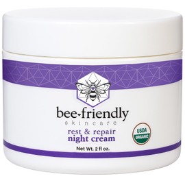 BeeFriendly Organic Night Cream USDA Certified Deep Hydrating and Moisturizing Time Eye Face Neck Decollete Anti-Aging Wrinkle 2oz Size / 비프렌들리 유기농 나이트 크림 USDA 인증 딥 하이드레이팅 및 보습 타임 아이 얼굴 목 디콜릿 노화 방지 주름 2온스 Size