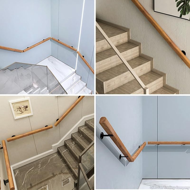 3FT Wooden Stair Handrail,Staircase Indoor Outdoor Handrail,Wall Mounted Barrier Free