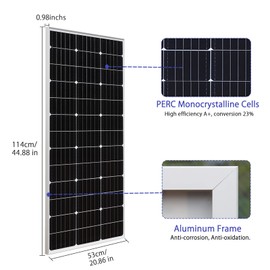 WUZECK 120Watt 12Volt Solar Panel Monocrystalline PV Module Off Grid Power for Battery, Boat, Caravan, RV,Trailer,Light(120W)