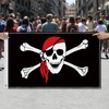 3×5 FT Jolly Roger Pirate Flag,Large Gadsden Skull Red Scarf