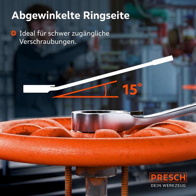 PRESCH Ratchet Wrench Set 5 Pieces Reversible (8, 10, 13,