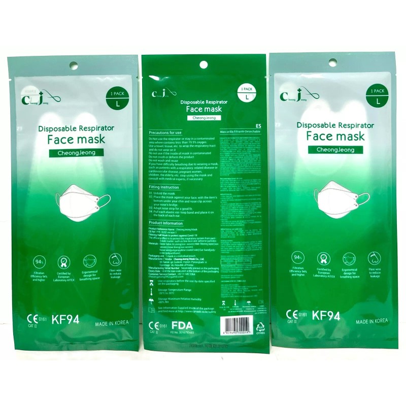 CHEONGJEONG 3 Pack Mask Protects Ultra-Fine Dust & Infection KF94