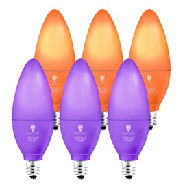 6 Pack BlueX LED Candle Purple Orange Light Bulb - 4W (40Watt Equivalent) - E12 Base Purple Orange LED, Party Decoration, Porch, Home Lighting, Holiday Lighting, Candelabra Bulbs