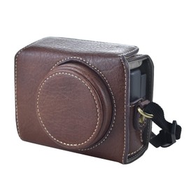 Rieibi ZV1 Case - Vintage PU Leather Camera Case for Sony ZV1 ZV-1 DSLR Camera - Protective Case with Strap, coffee, Camera case