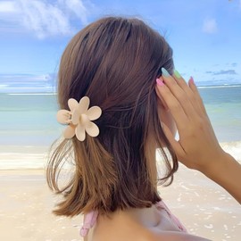 Flower Claw Clips,6 PCS Matte Flower Hair Clips,Flower Hair Clips for Women,Non Slip & Strong Hold Flower Claw,Nonslip Matte Hair Clips for Women,Curry