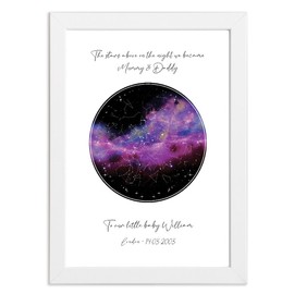 Gifts For New Mum And New Dad, Custom Circle Star Constellation Print Map For New Baby, Unique Gifts For New Baby Girl Or Baby Boy Present & Keepsake Baby Shower Baby Announcement Birthday Christmas