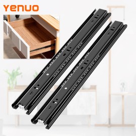 YENUO 1 Pair Full Extension Drawer Slides Side Mount 4-24 Inch Ball Bearing Plastic Black Rails Heavy Duty 45kgsize: 18in (450mm), color: Black