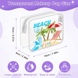 Sazuwu Beach Themed Gifts for Women Friends Adults Clear Makeup Bags with Zipper Birthday Gifts for Beach Lover Cosmetic Travel Bag Organizer Beach Trip Essentials for Family Beach Vacation Gifts