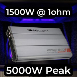 Soundstream AR1.5000D Monoblock Amplifier, Arachnid Series 1 Channel Mono Car Stereo Amp, 1500W RMS Subwoofer Bass Audio Amplifiers