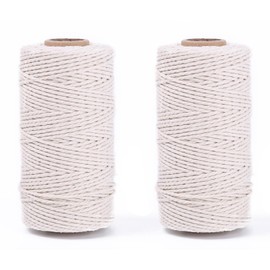 White String, 2 Rolls String, Flexible and Hard String for Crafts, High Temperature Resistance Cotton String, Ball of String Used for Packaging, Cooking Meat, Baking, Gardening