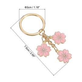 [PATIKIL] Flower Keychain Decoration, Cute Cherry Blossom Enamel Keychain Floral Key Ring Pendant Gift for Women Purse Handbag Bag Decoration Pink Color