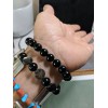 RAYON Black Tourmaline Schrol bead bracelet MEN Stretch 10mm 2A+