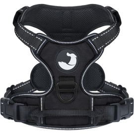 Joytale No Pull Dog Harness Medium Sized Dog, Reflective Pet Vest with Front Clip, Adjustable Soft Padded Harnesses with Easy Control Handle for Training and Walking, Black, M