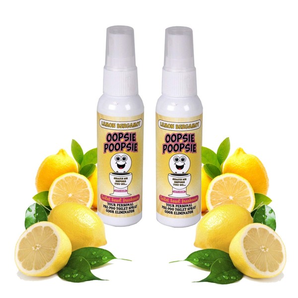Oopsie Poopsie Before-You-Go Toilet Spray 2oz Bottle, Original Natural Oil Scents (2 & 4 Packs) (Lemon Bergamot, 2)