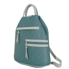 KMISSO Stylish Women's Shopper Backpack Vegan Leather 30606, white green